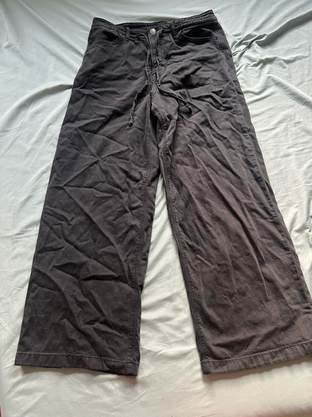 American Eagle Outfitters Black Wide-Leg Drawstring Pants